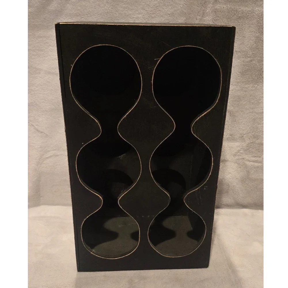 Rustic Wood 6 Bottle Wine Rack Black Distressed I Love Wine Humorous Decor Sign